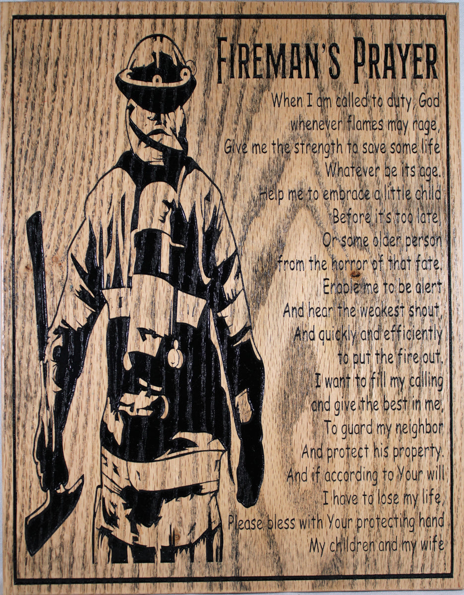Carved Firemans Prayer Sign KW Wood Creations