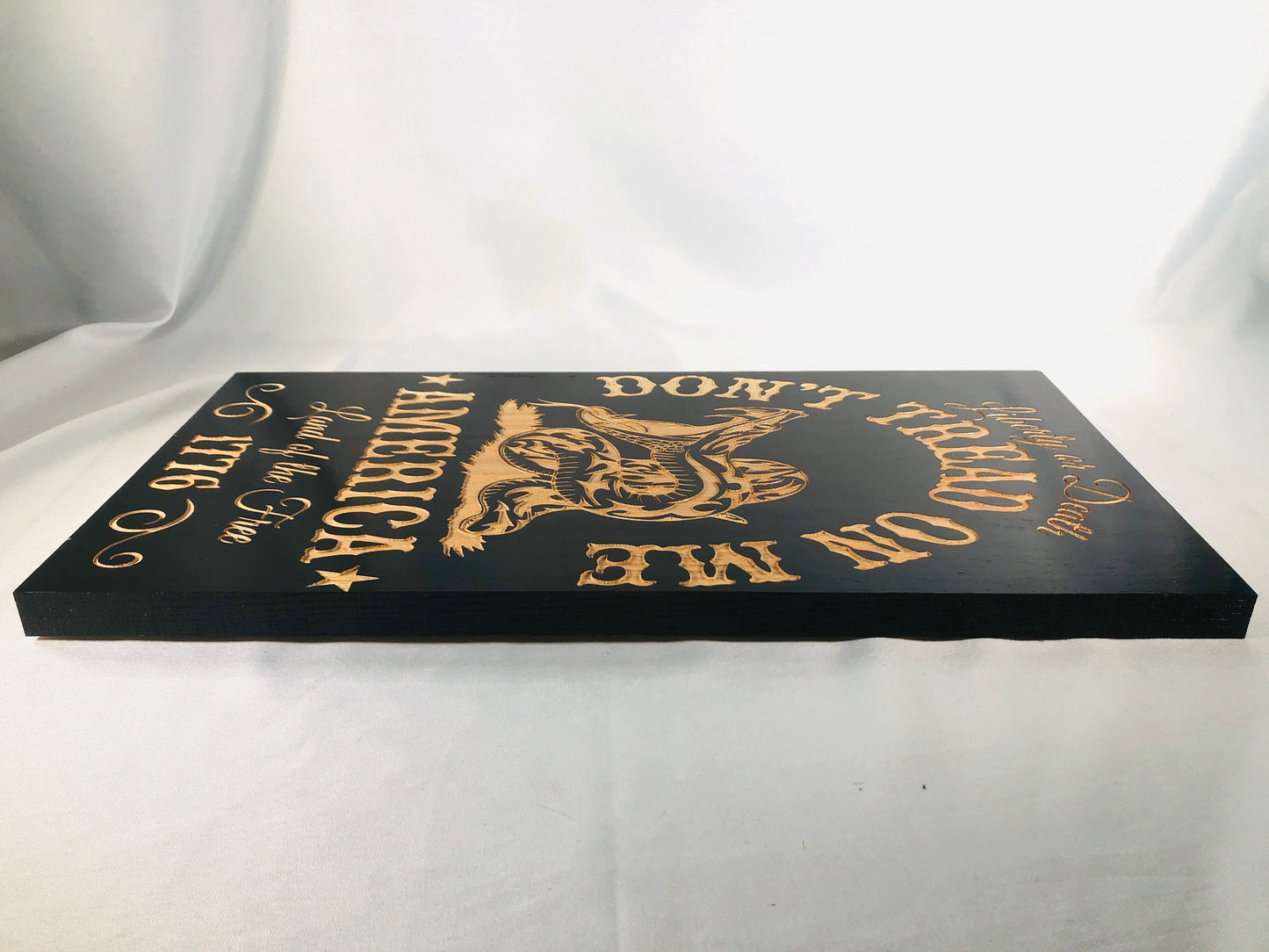 Carved Don't Tread On Me Sign