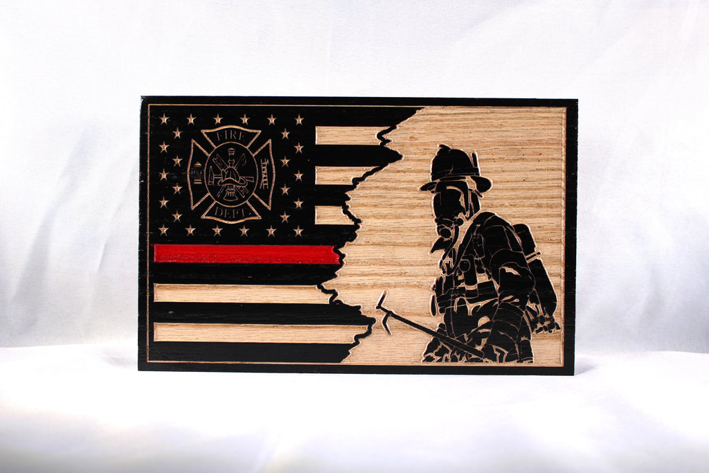 Small Ripped Thin Red Line Firefighter Flag