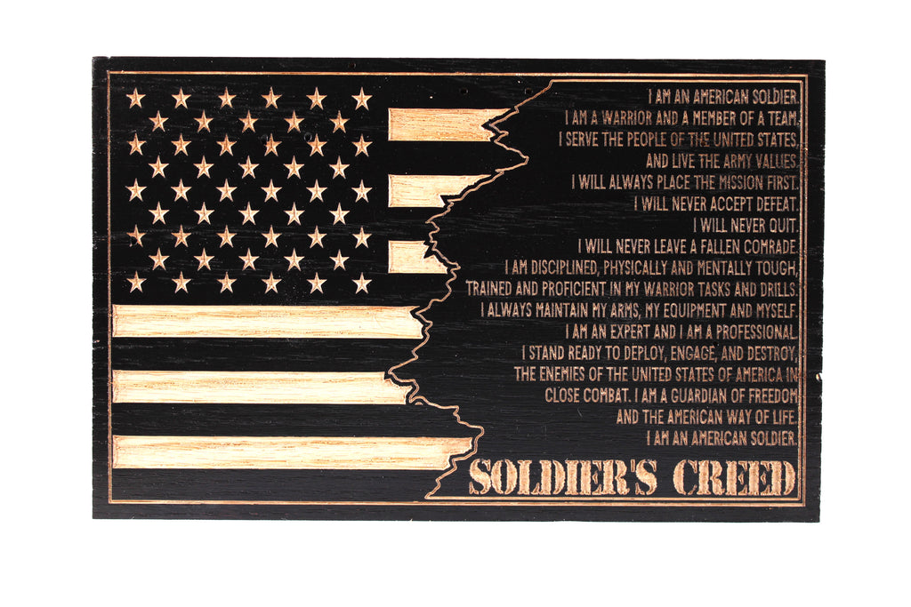 Small Carved Ripped Soldiers Creed Flag