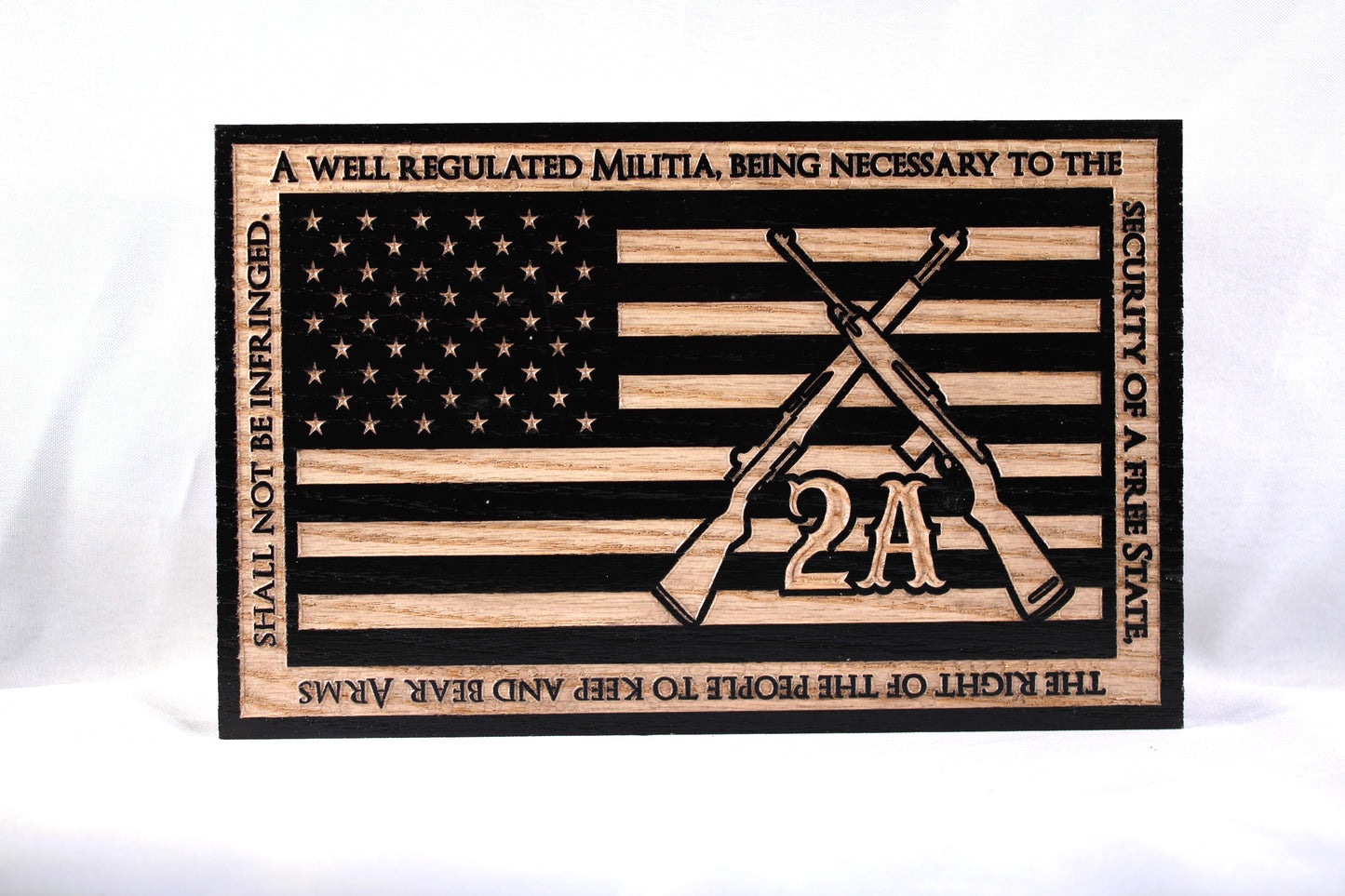 Small Carved Second Amendment Flag