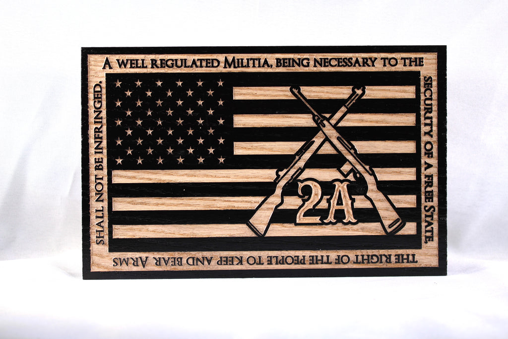 Small Carved Second Amendment Flag