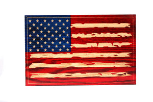 Small Carved Tattered American Flag