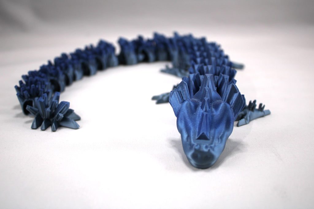 Large Blue Gradient Articulated Crystal Dragon