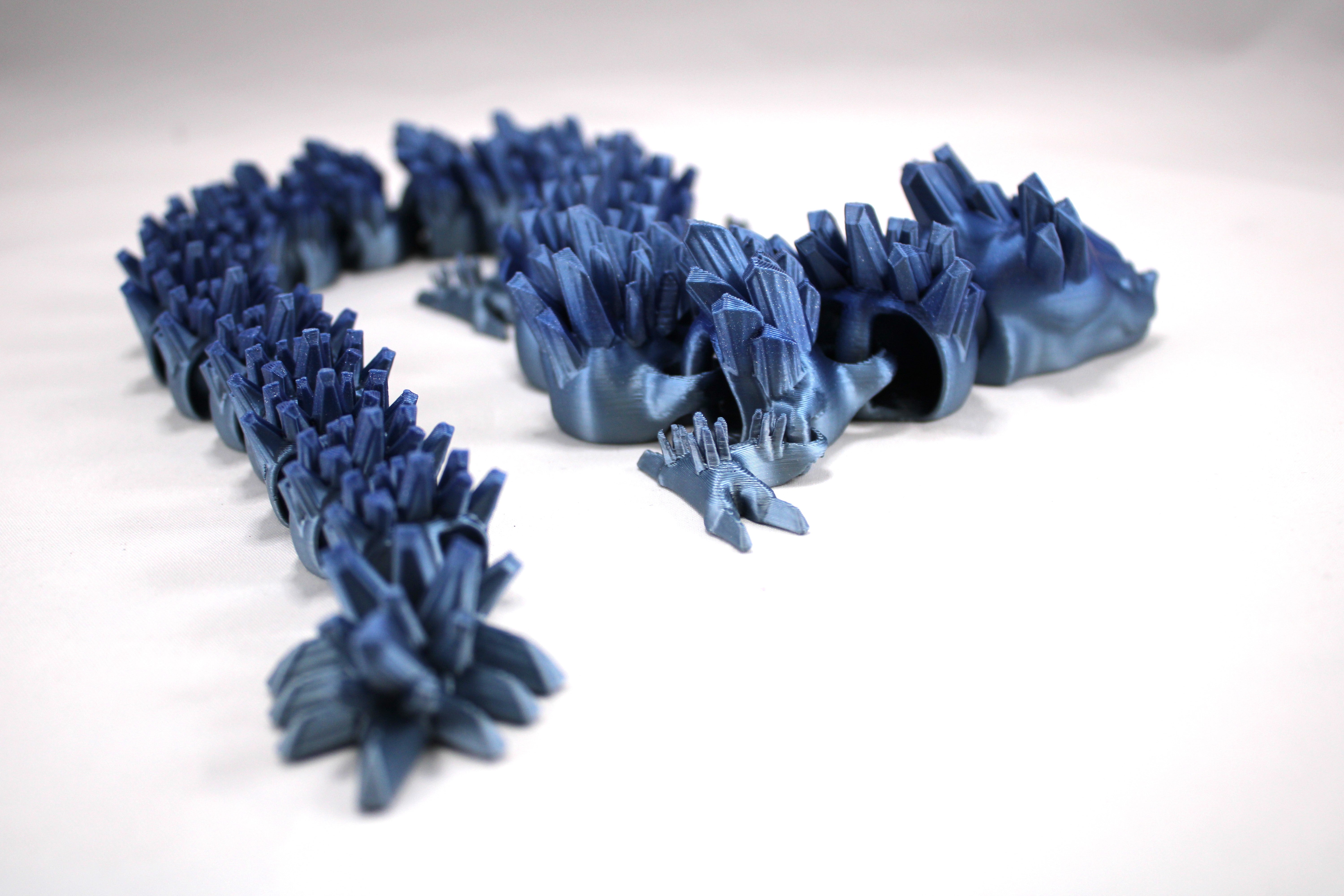 Large Blue Gradient Articulated Crystal Dragon
