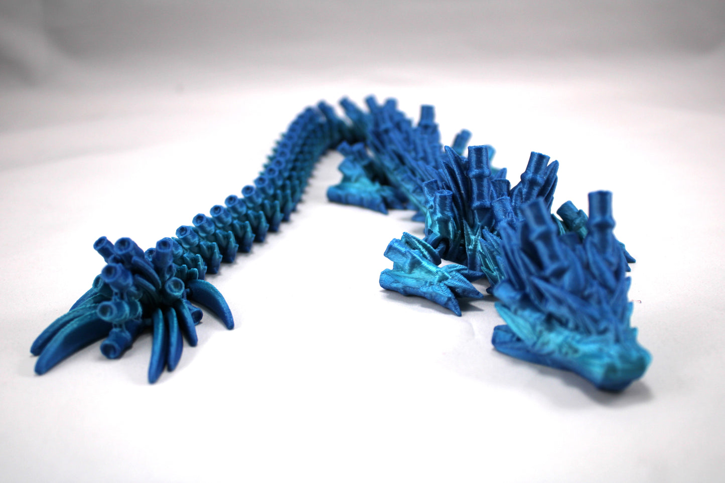 Large Articulated Blue Gradient Bambu Dragon