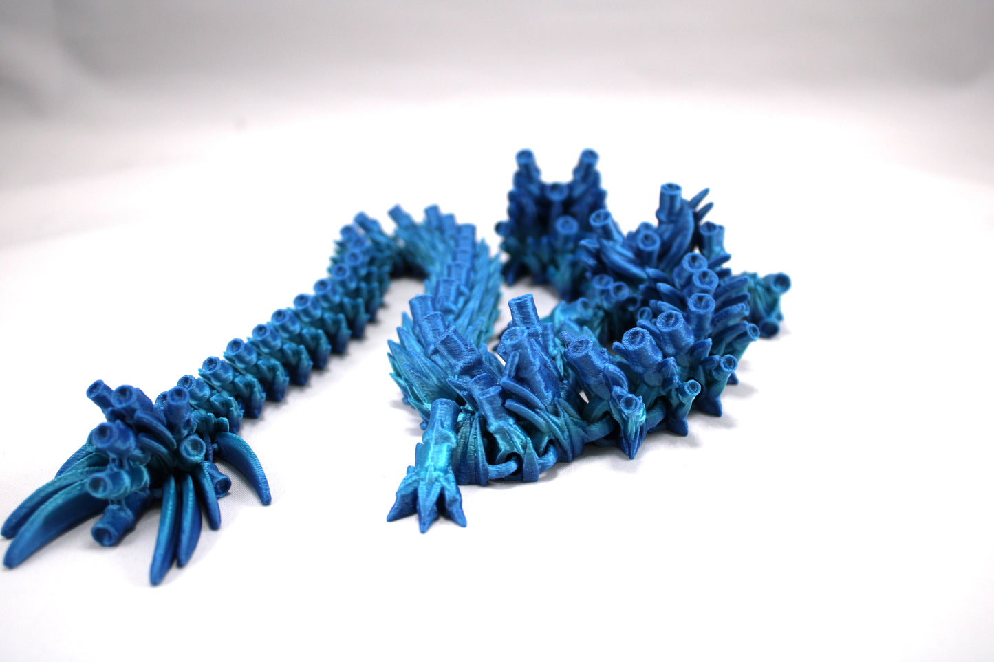 Large Articulated Blue Gradient Bambu Dragon