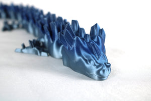 Large Blue Gradient Articulated Crystal Dragon