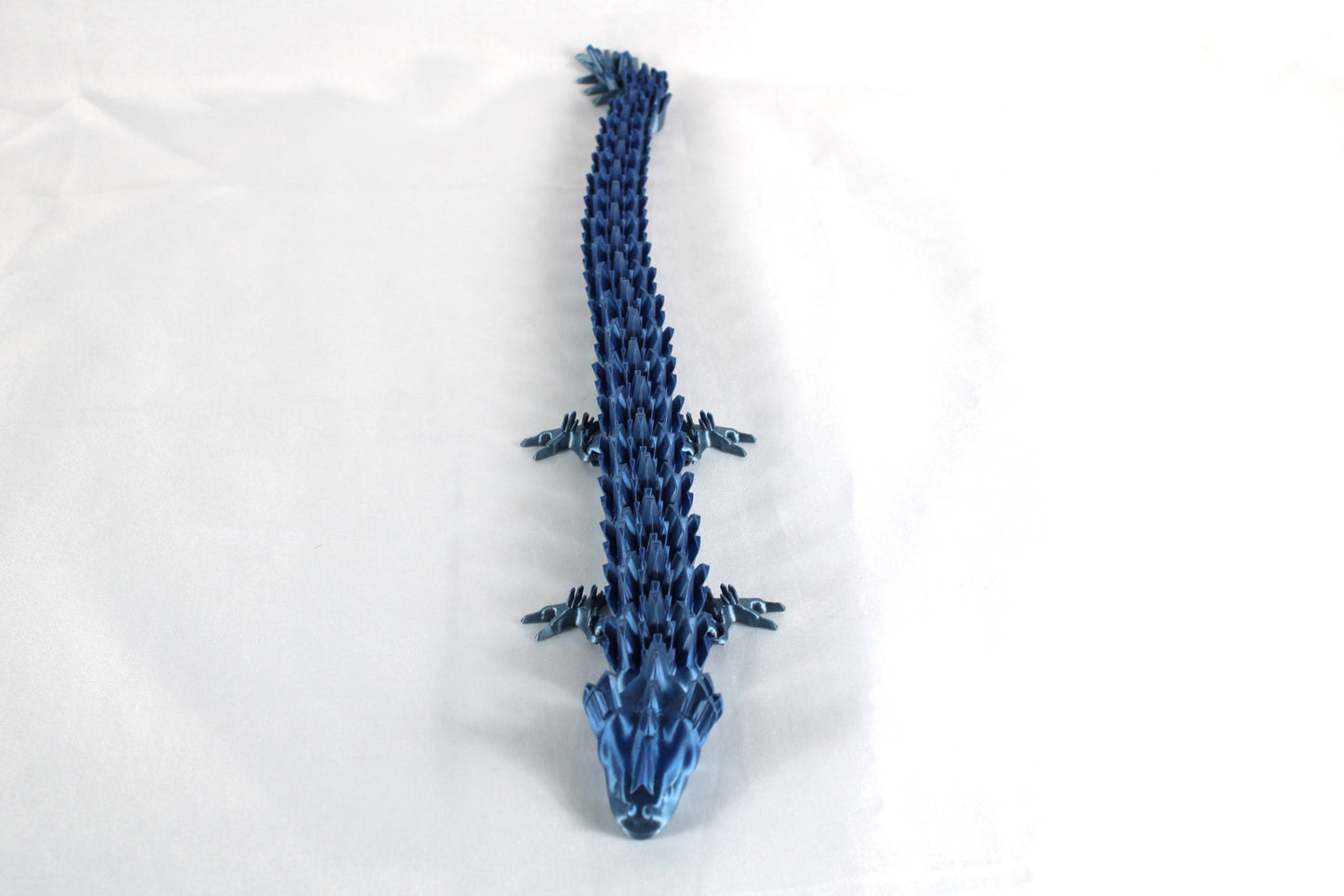 Large Blue Gradient Articulated Crystal Dragon