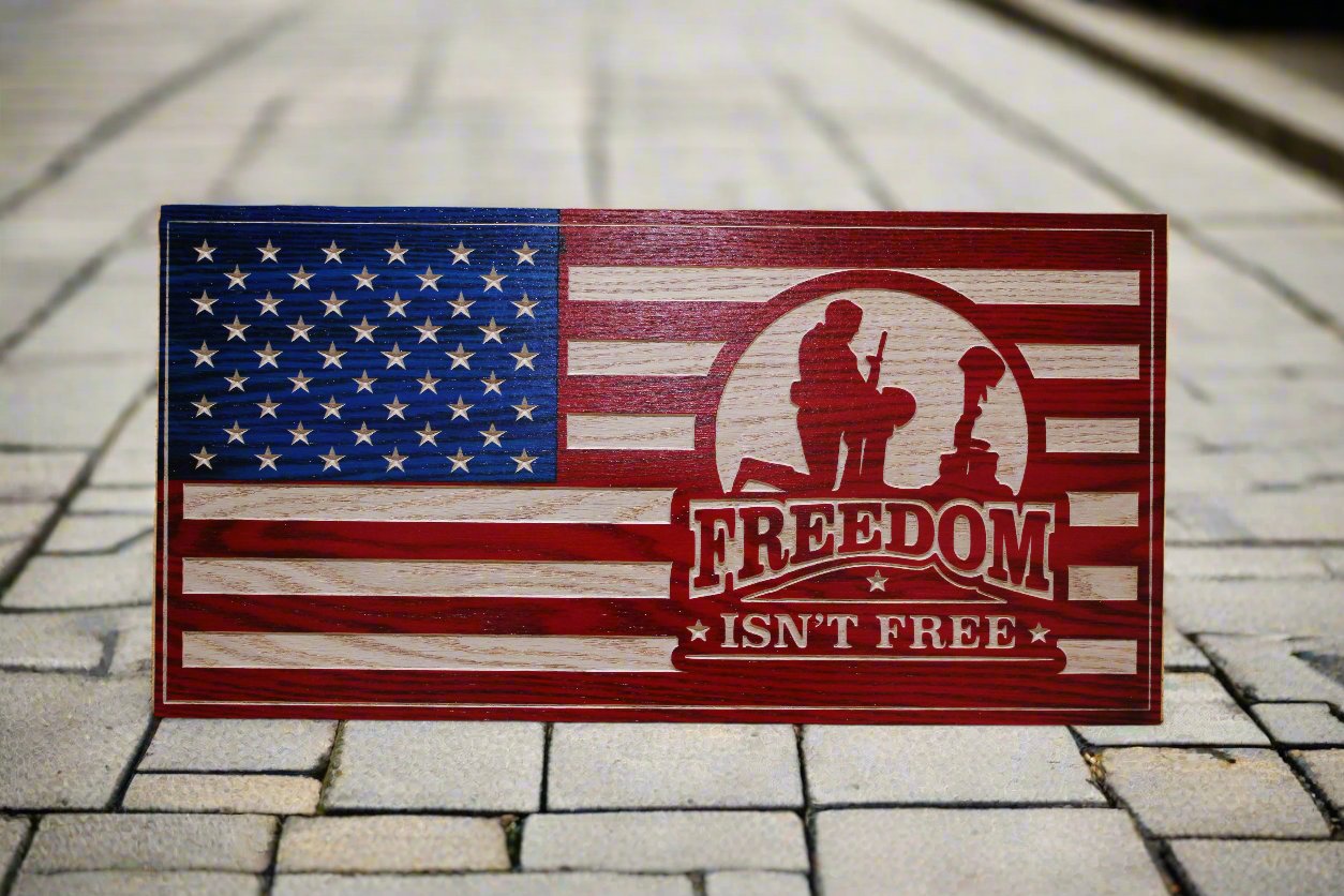 Carved Freedom Isn't Free American Flag