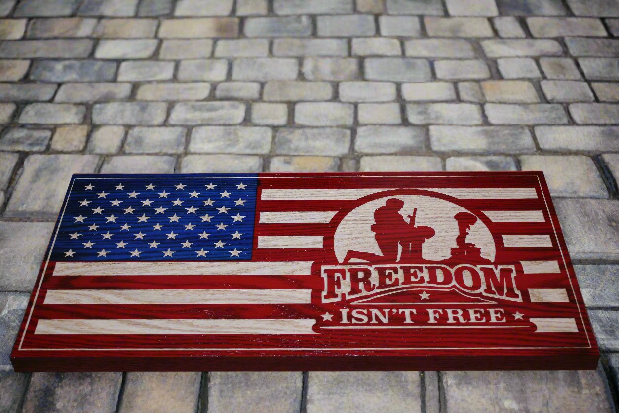 Carved Freedom Isn't Free American Flag