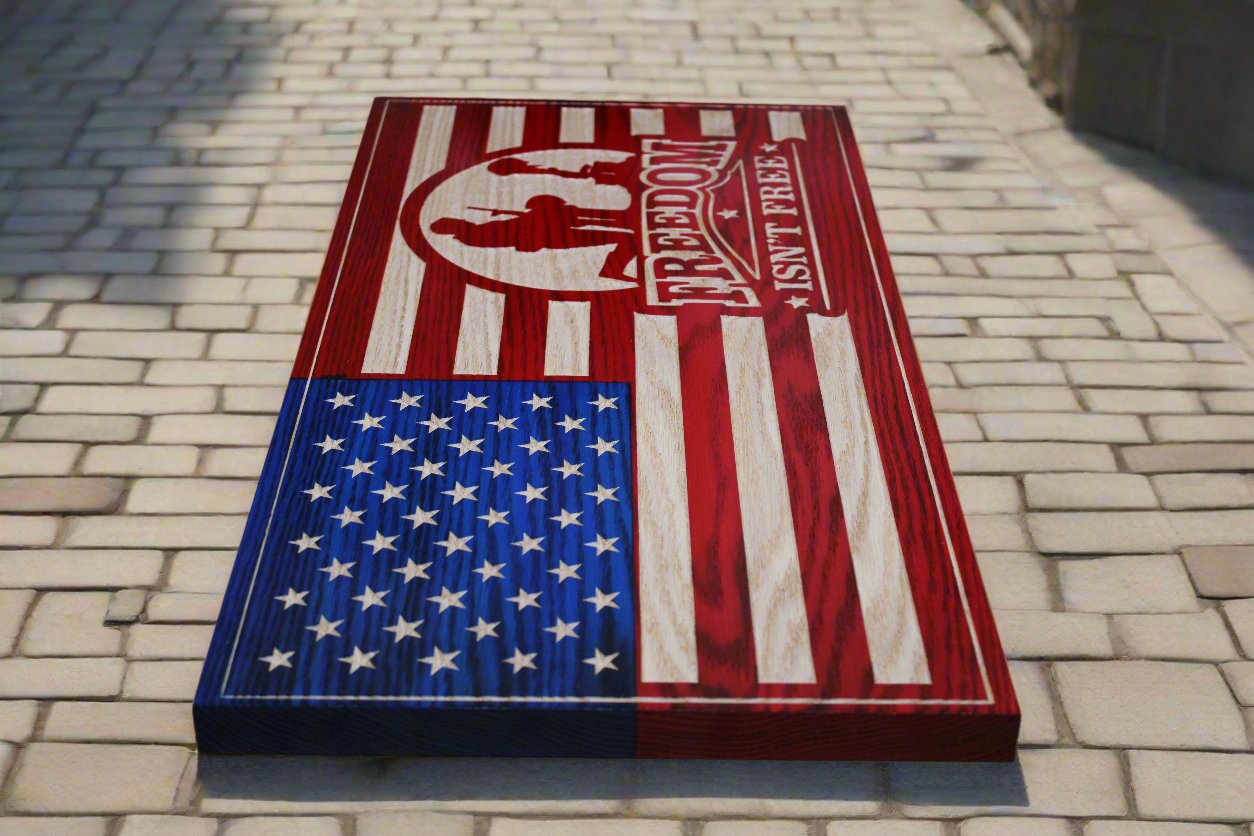 Carved Freedom Isn't Free American Flag