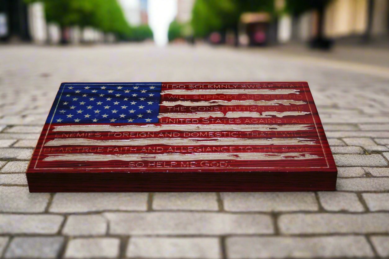 Carved Oath Of Enlistment Flag