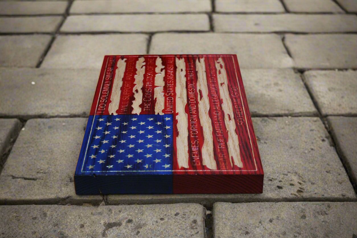 Small Carved Oath Of Enlistment Flag