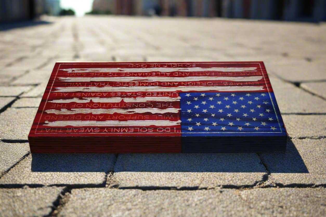 Carved Oath Of Enlistment Flag