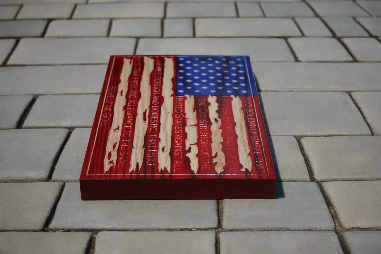 Small Carved Oath Of Enlistment Flag