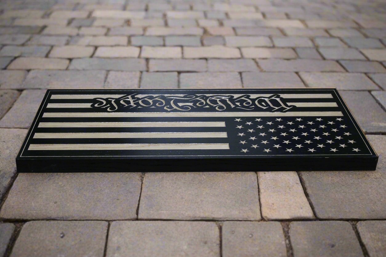 Carved We The People American Flag