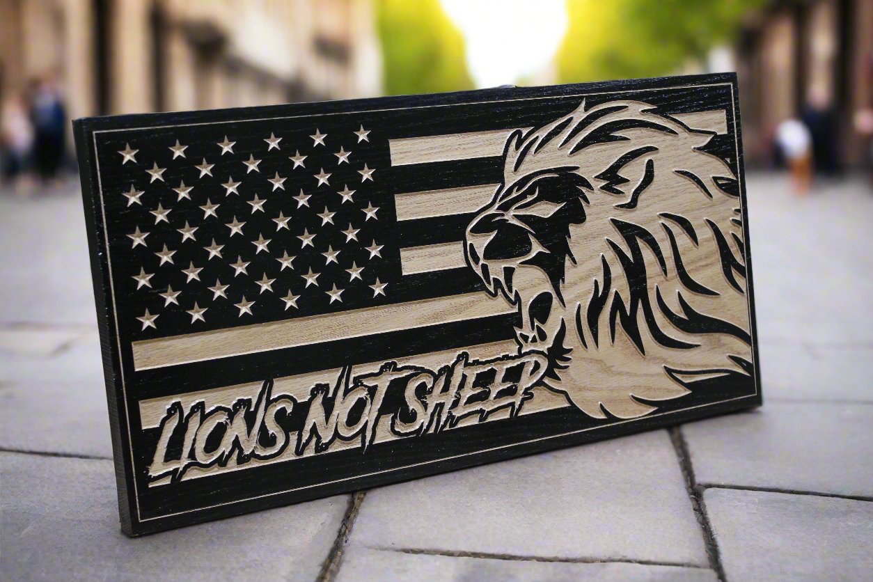 Carved Lions Not Sheep Flag