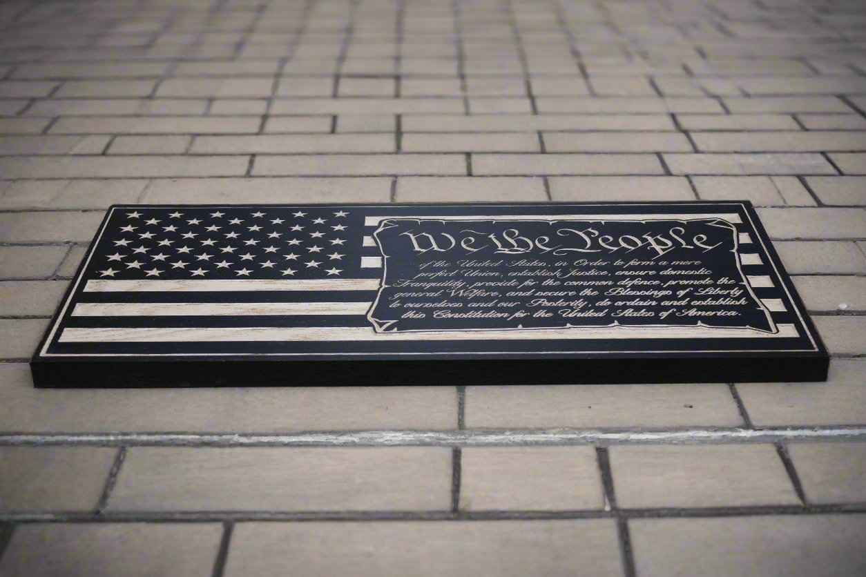 Small Carved We The People American Flag