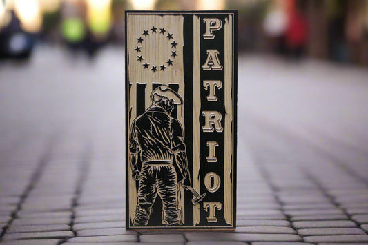 Small Carved Patriot Flag