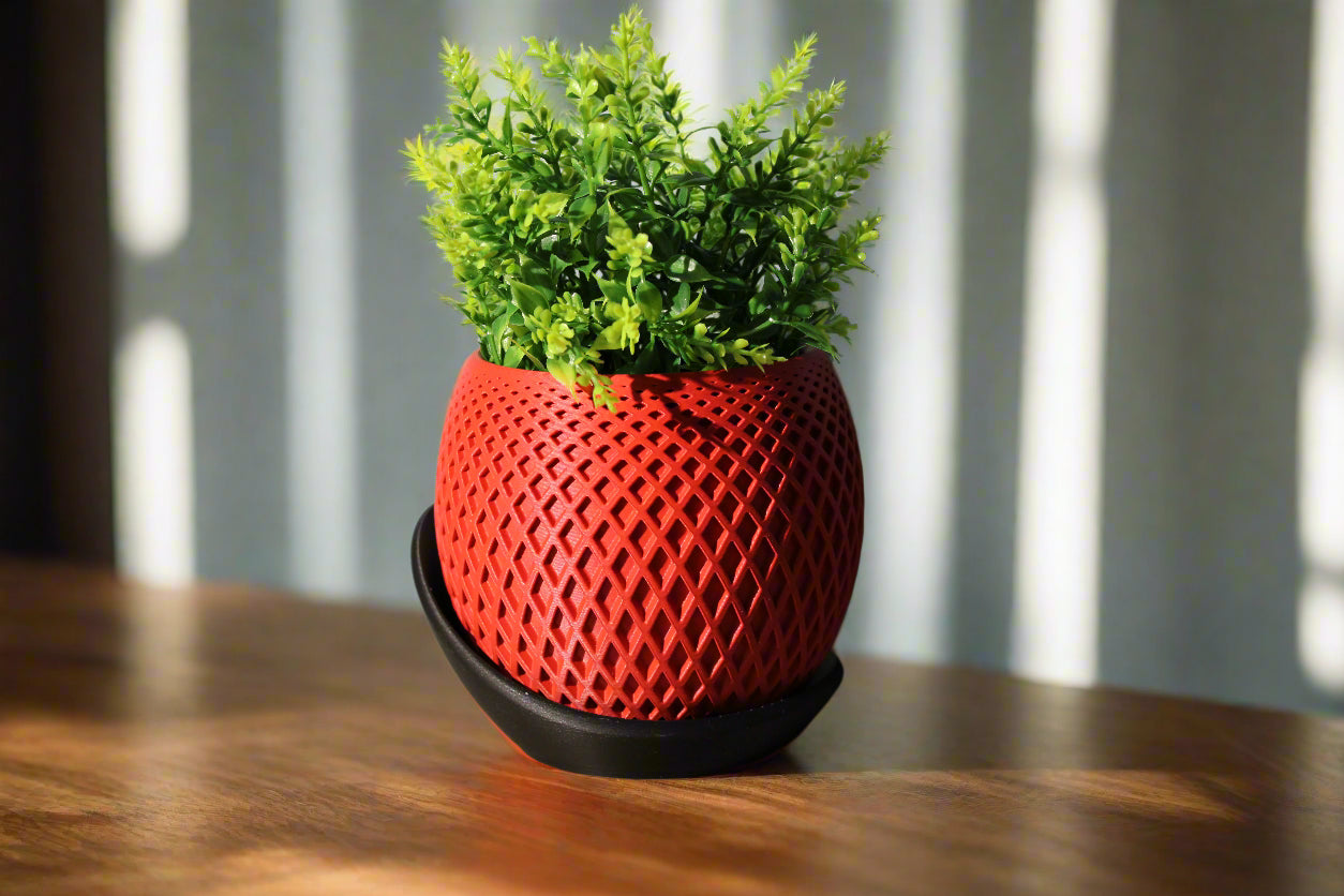 Beautiful Polygon Planter with Wrap Around Plate