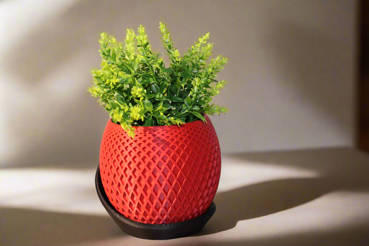 Beautiful Polygon Planter with Wrap Around Plate