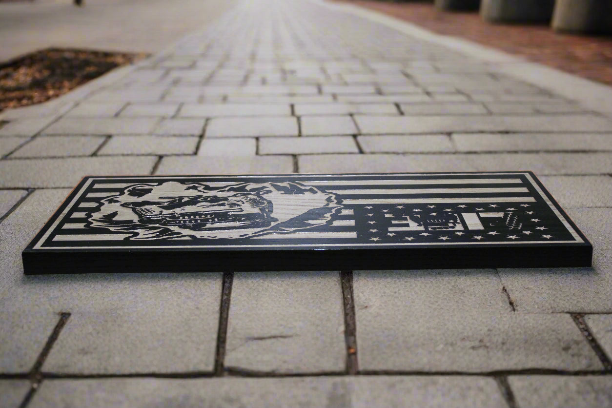 carved wood jeep flag