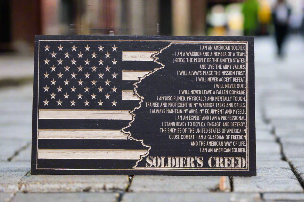 Carved Soldiers Creed Flag