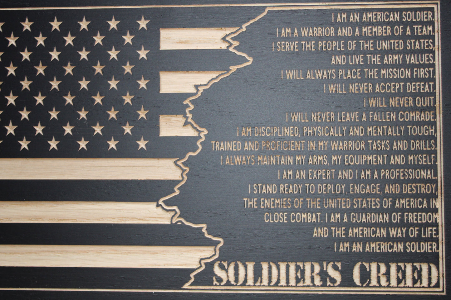 Carved Soldiers Creed Flag