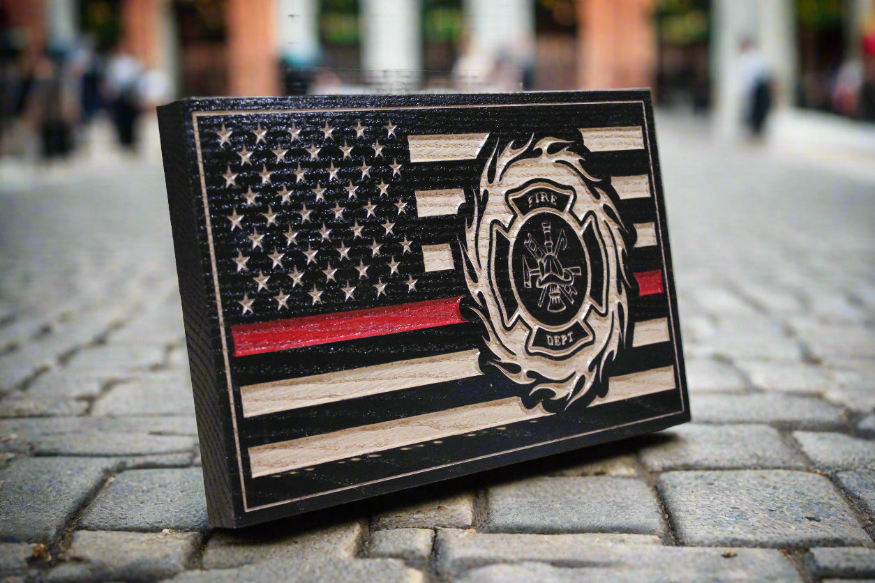 Carved Firefighter Flag