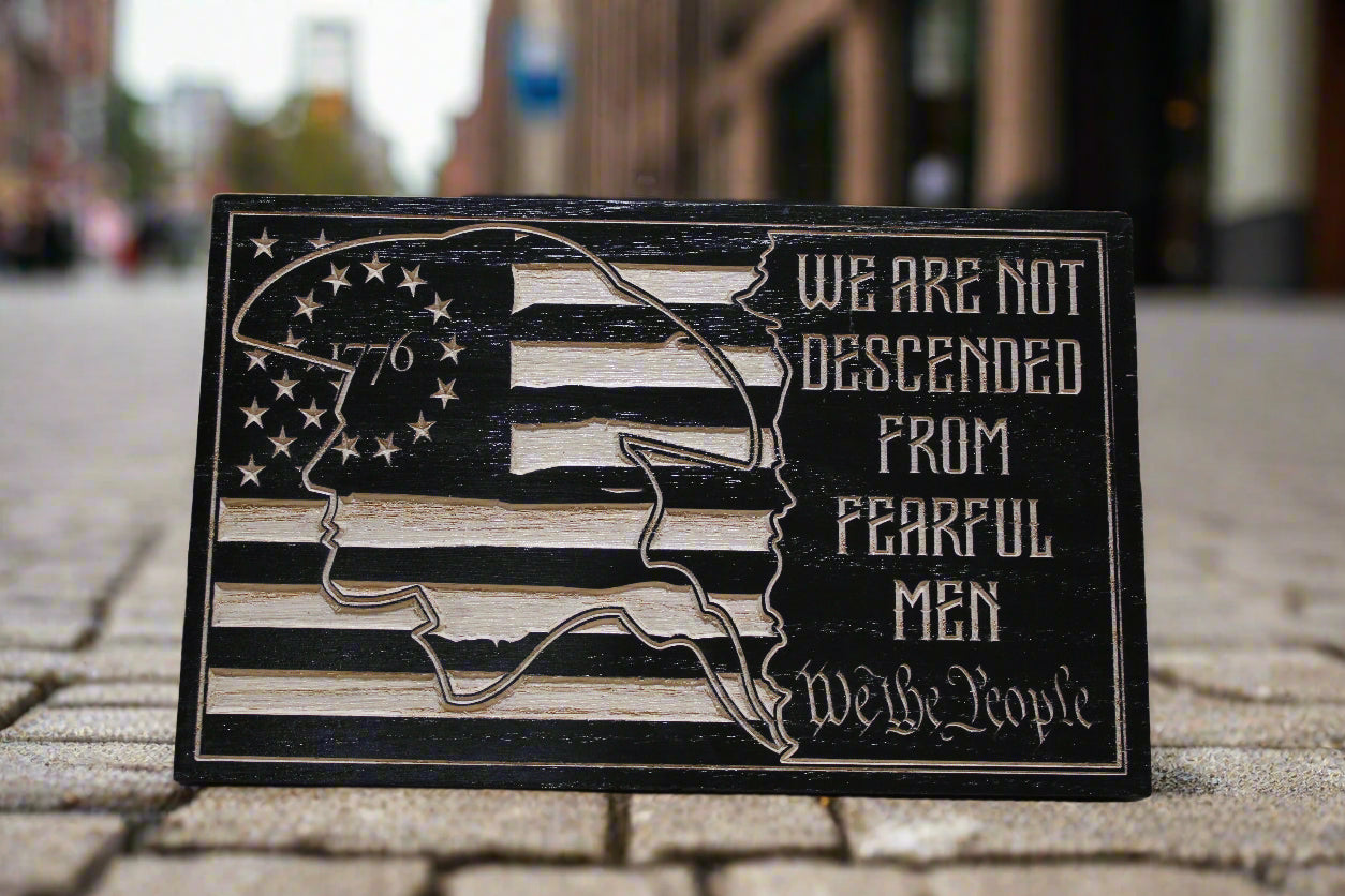 Carved we the people flag