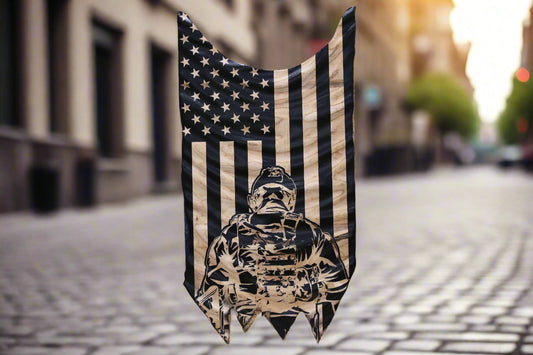 carved wood wavy flag