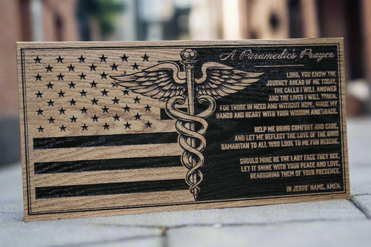 Carved wood paramedics prayer flag