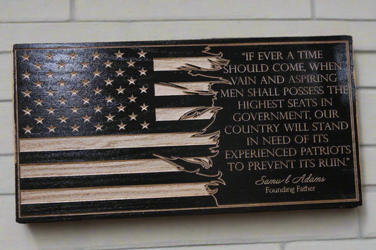 Carved wood Edmund Burke Flag