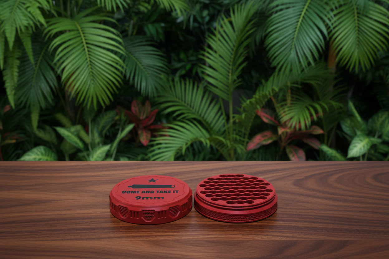 Customizable and Stackable 9mm Ammo Container with Come And Take It Decorative Lid Proudly Made in America