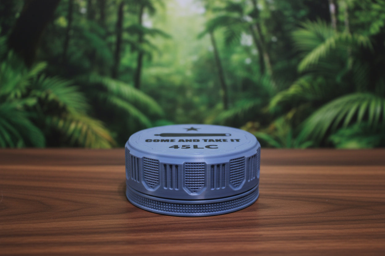 Customizable and Stackable 45 LC Ammo Container with Come And Take It Decorative Lid Proudly Made in America
