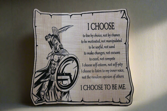 I Choose Spartan carved wooden sign front view