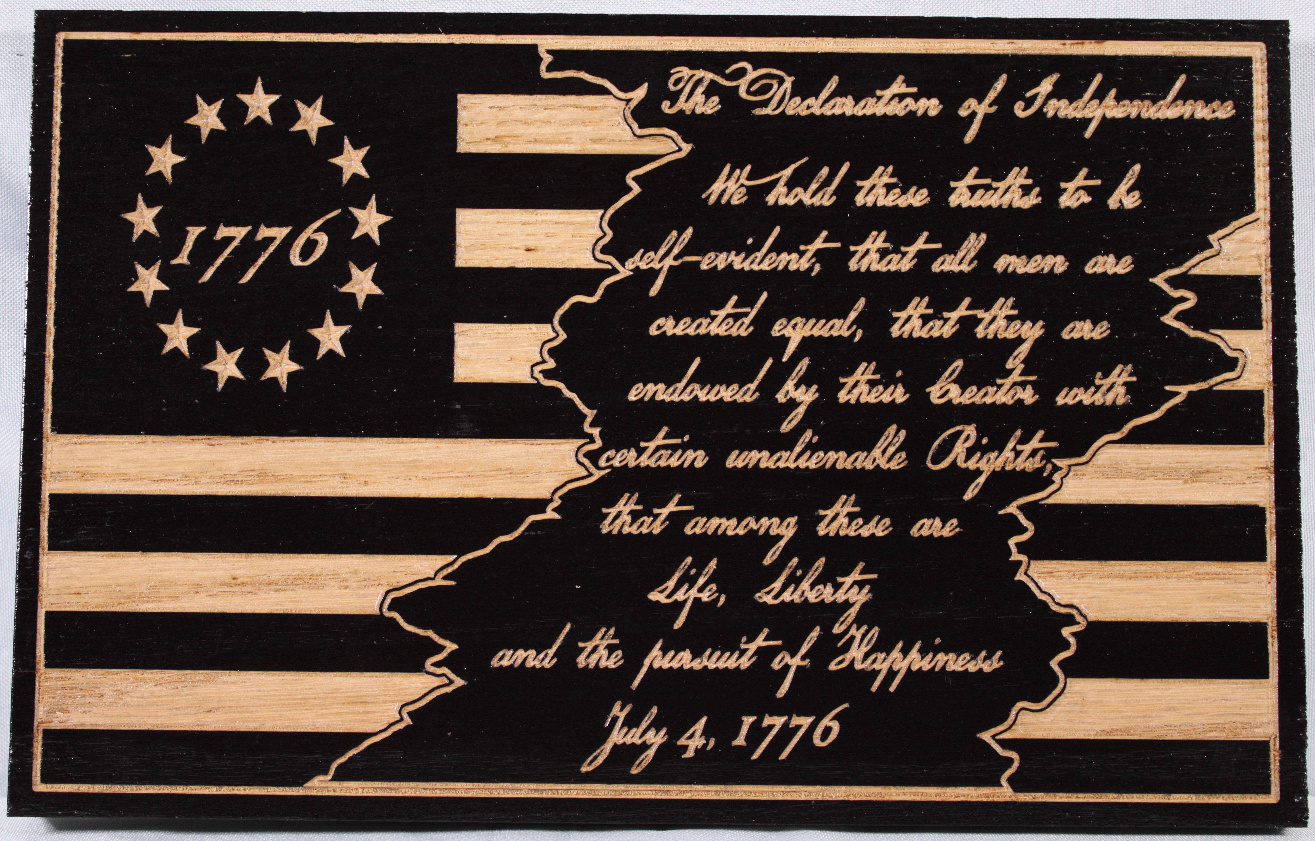 Small Carved Declaration Of Independence Flag