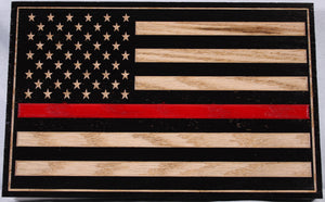 Small Carved Thin Red Line Flag