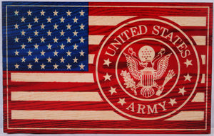 Small Carved U.S Army Flag