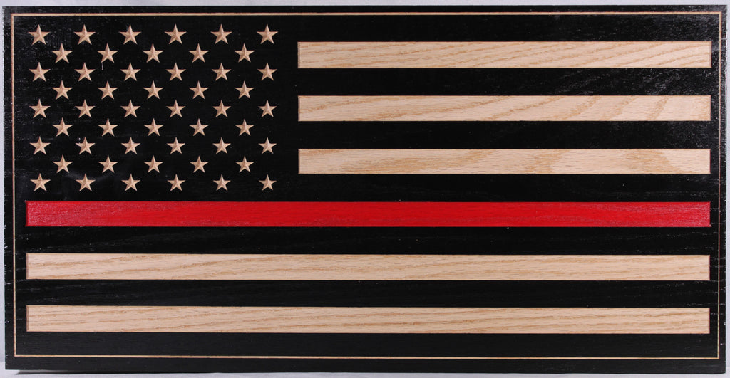 Carved Thin Red Line Flag