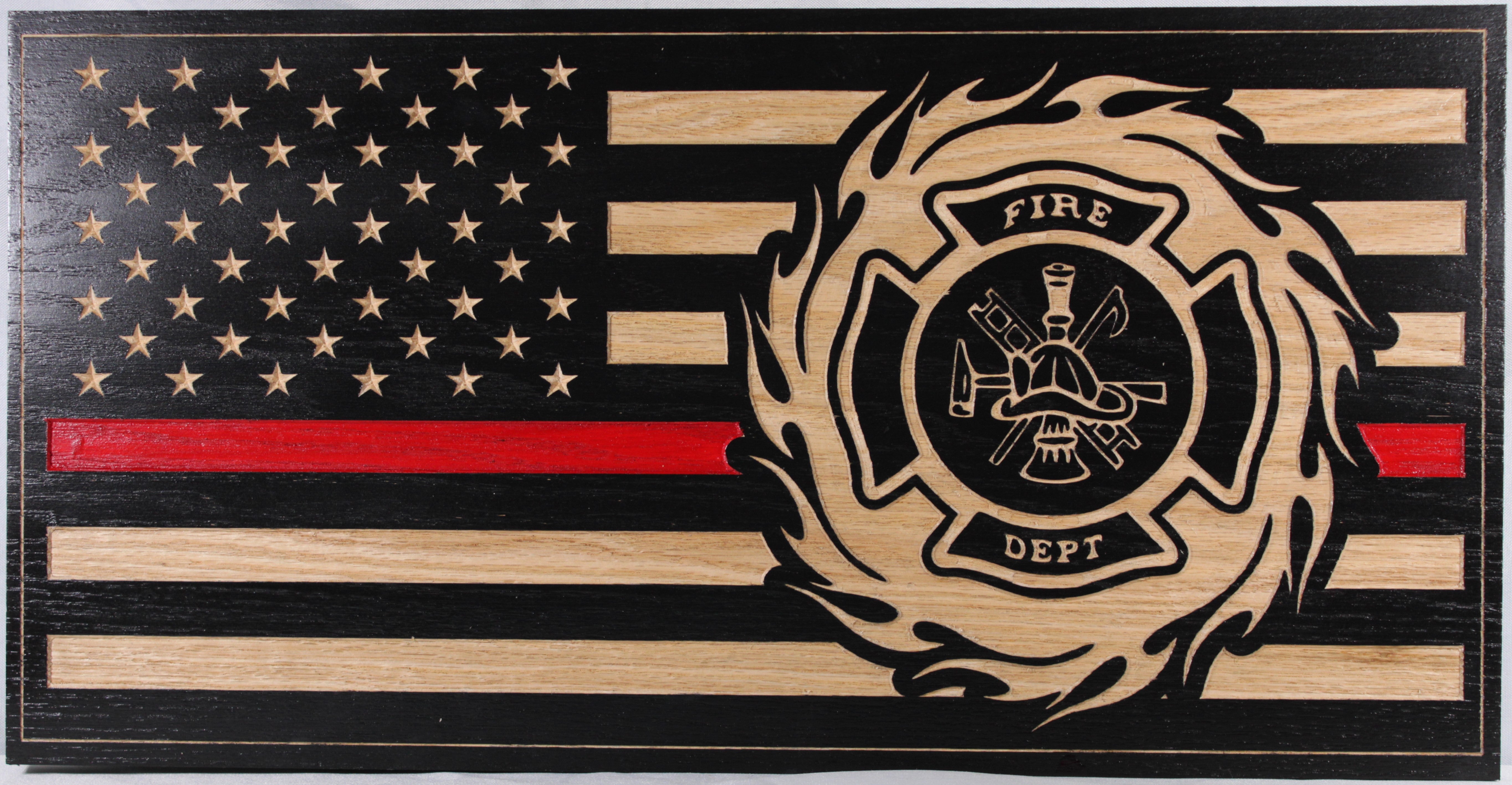 Carved Fire Department Flag