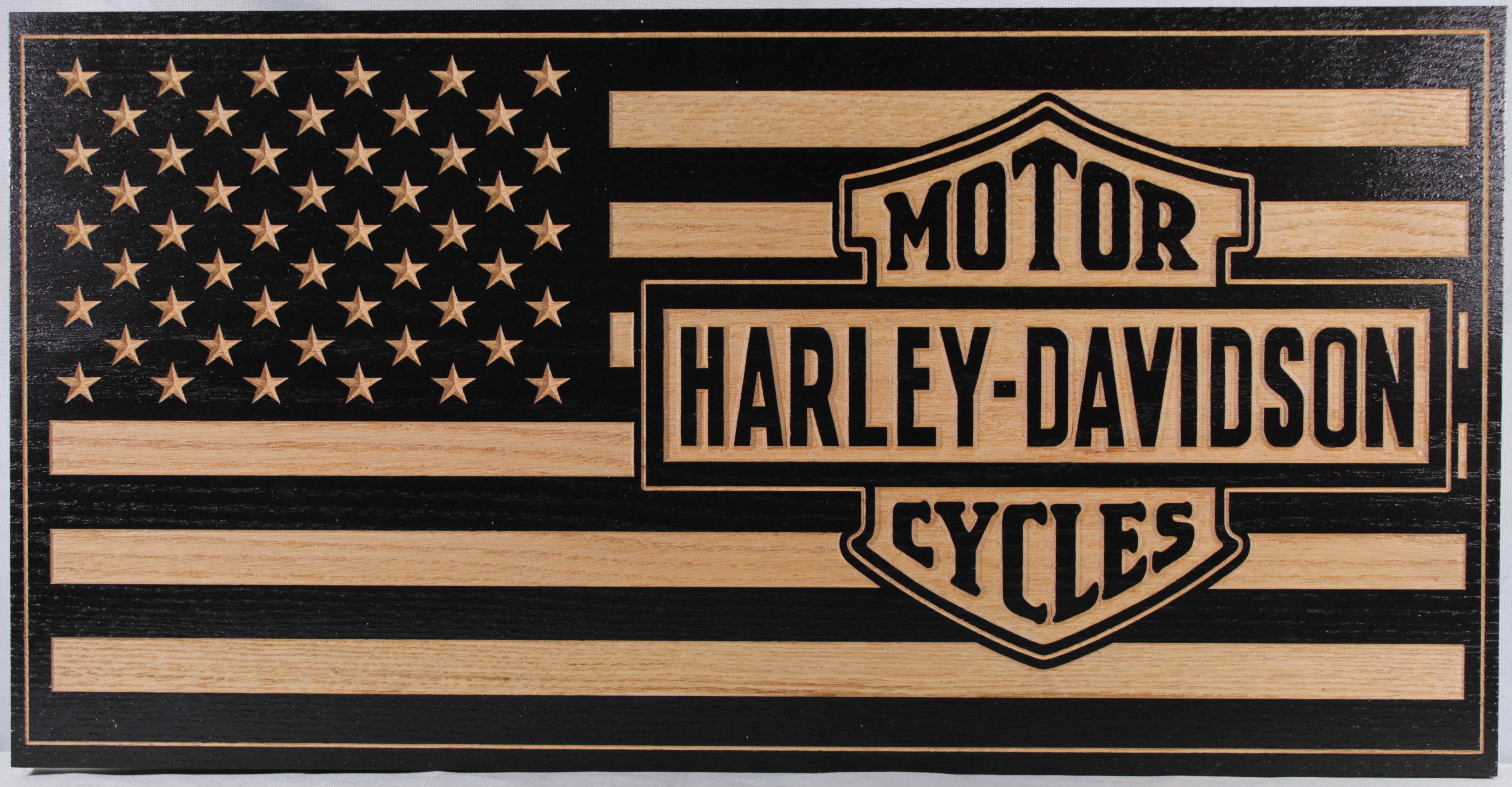 Carved Harley Davidson Flag