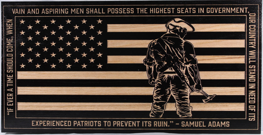 Carved Samuel Adams Minute Men Flag