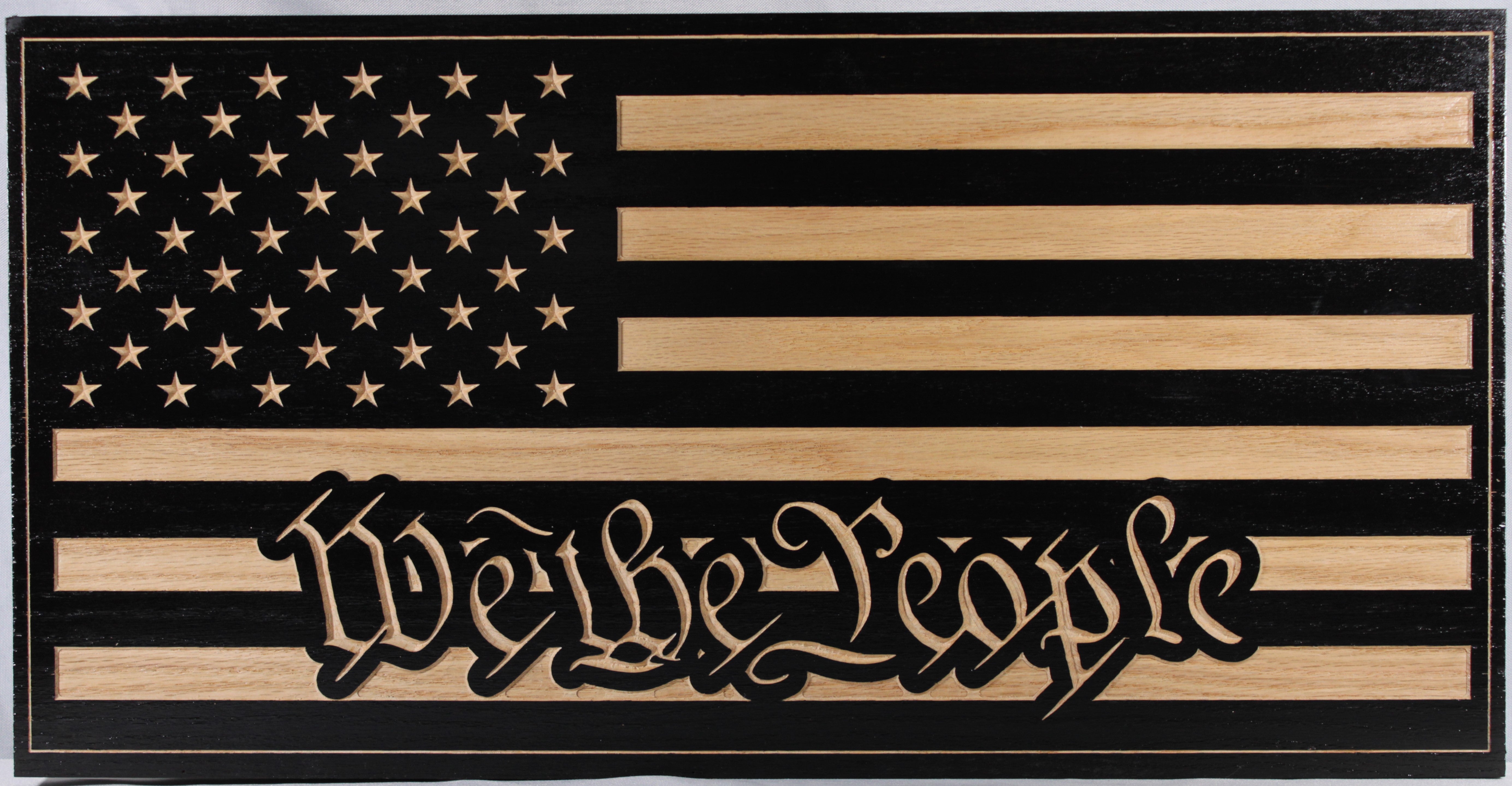 Carved We The People American Flag
