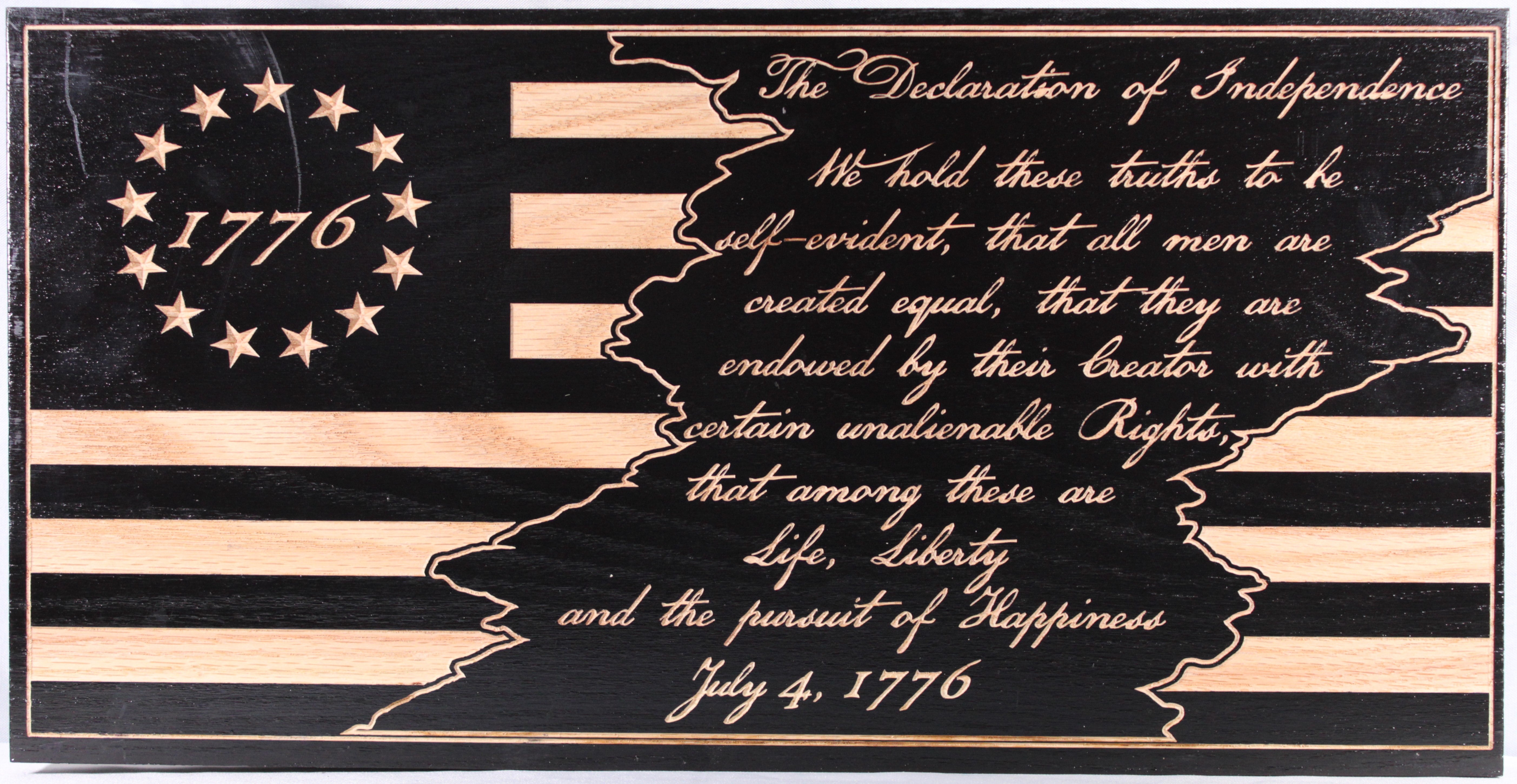 Carved Declaration Of Independence Flag