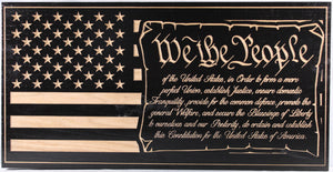 Carved We The People American Flag