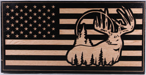 Carved Buck American Flag