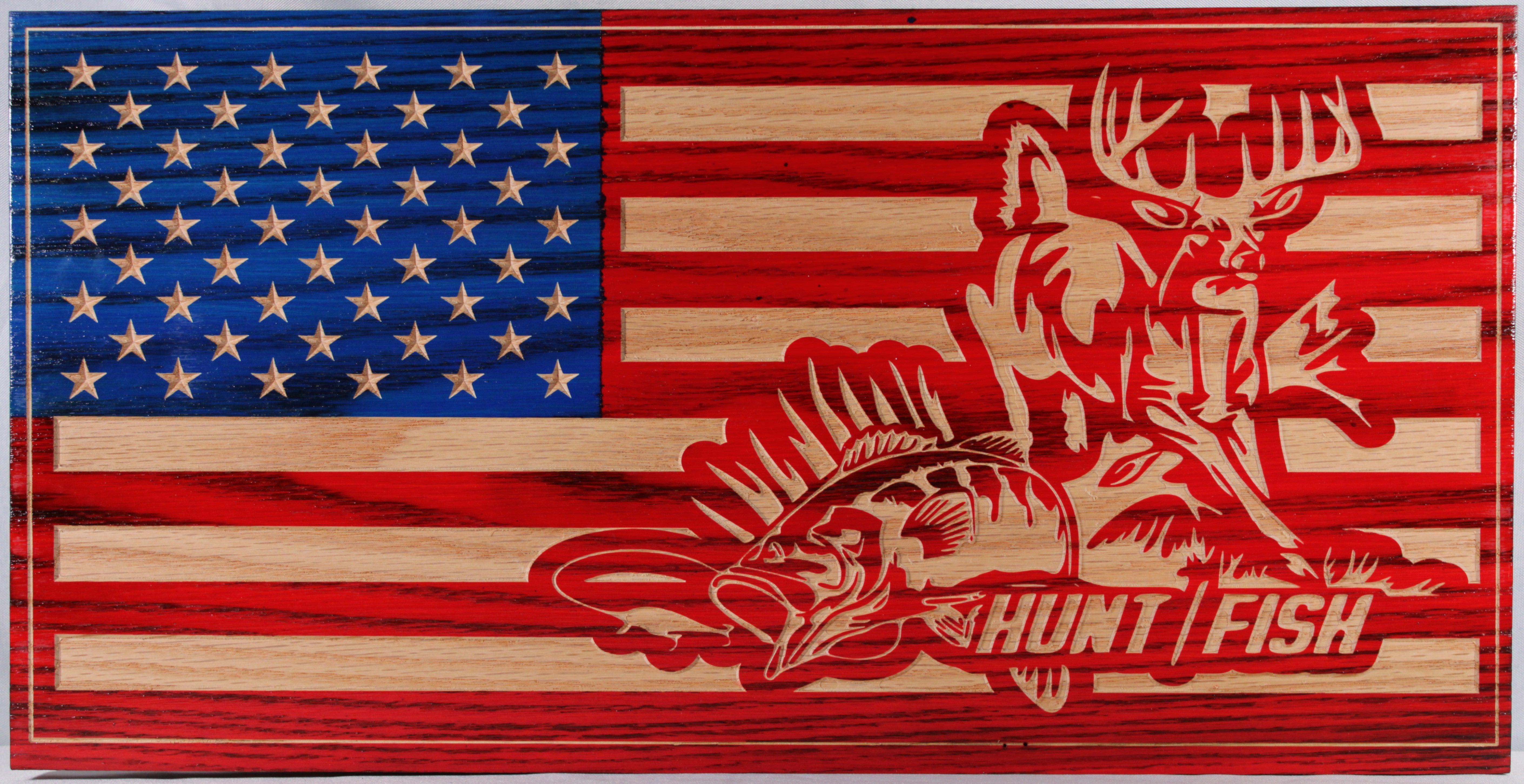  Country American Flag Fishing Tapestry, Rustic Hunting