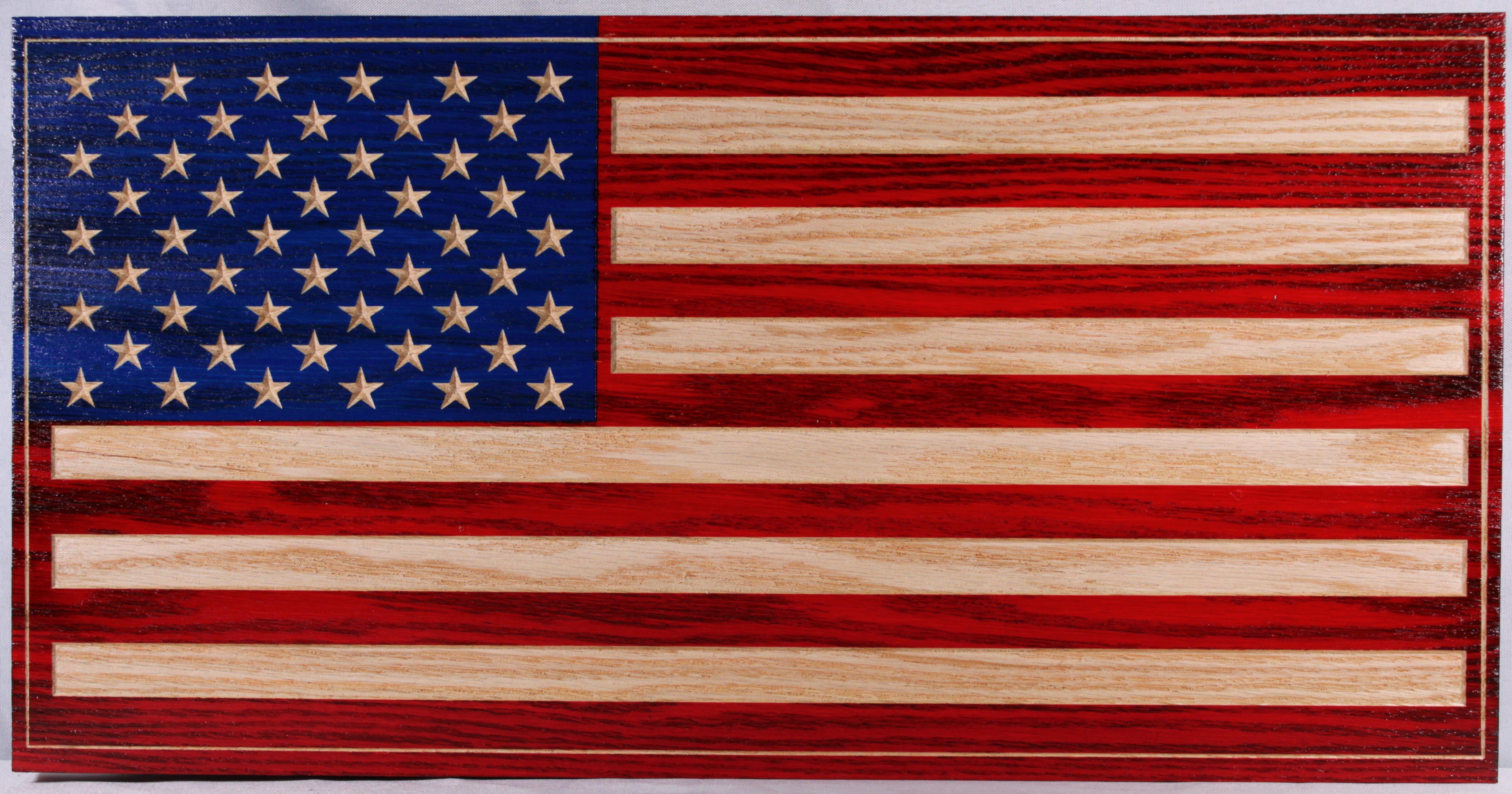 Large Carved American Flag
